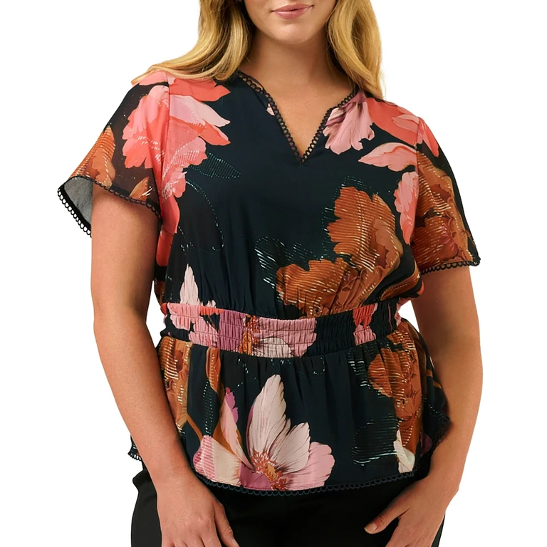 Estelle Plus Elena Smocked Waist Top