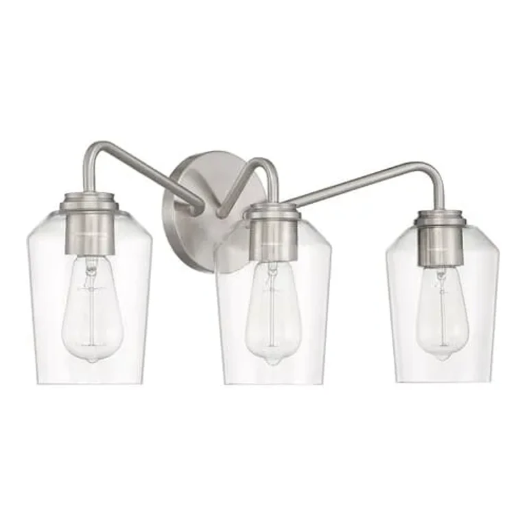 Brushed Polished Nickel Three Light Vanity from the Shayna Collection