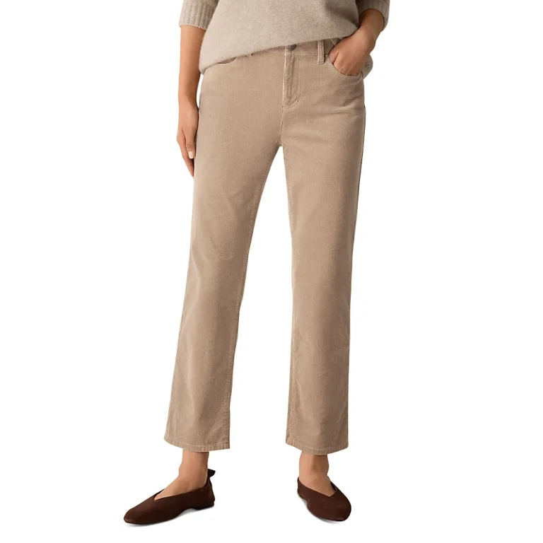 Eileen Fisher Corduroy High Rise Ankle Jeans in Biscuit