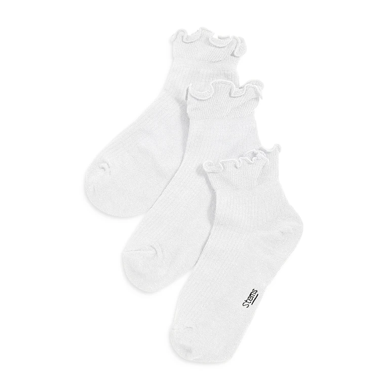 Stems Everyday Classic Ruffled Socks, Pack of 3