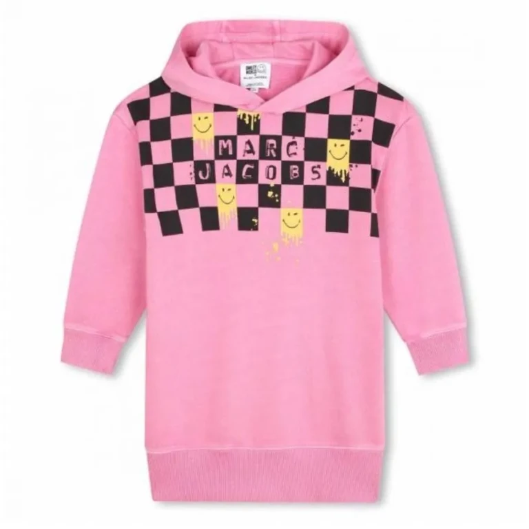 Little Marc Jacobs Kids Smiley Check Panel Hooded Dress