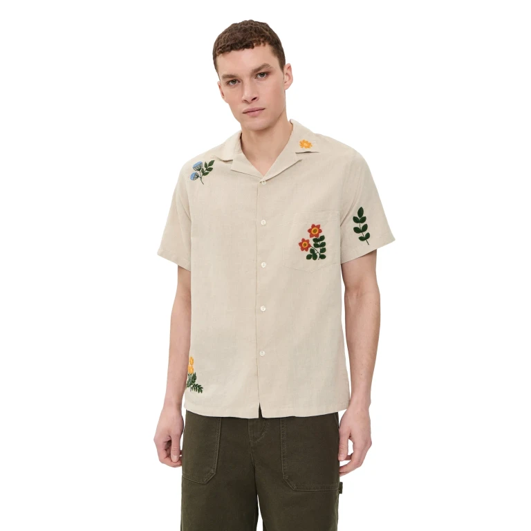 Portuguese Flannel Spring Embroidery Camp Shirt Raw L
