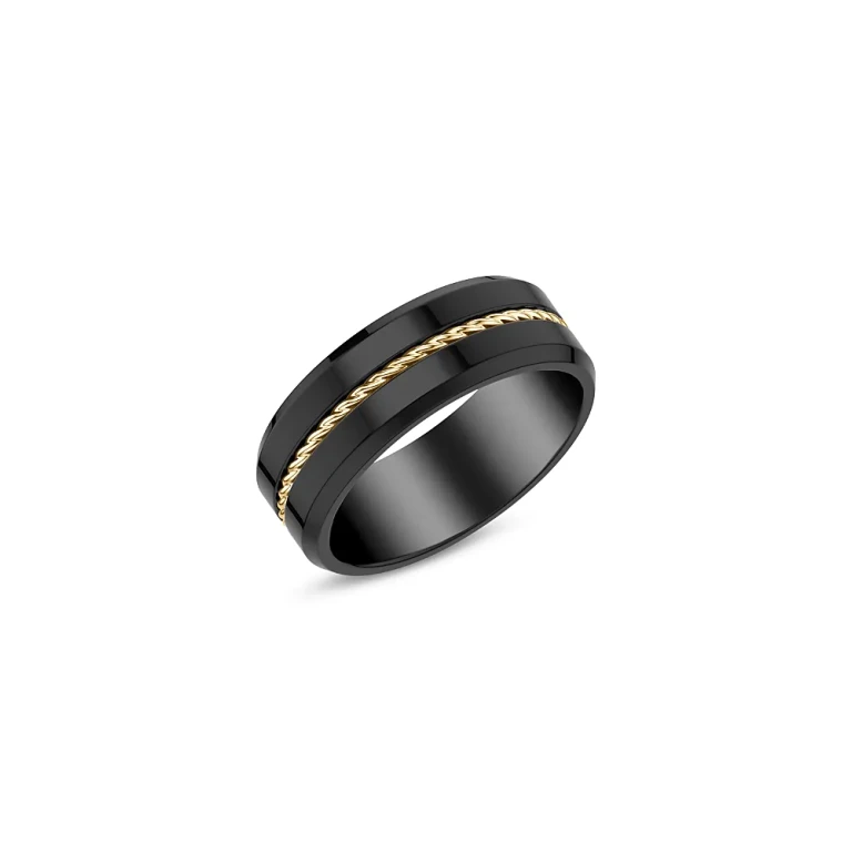 Men's Band in Yellow & Black Tungsten