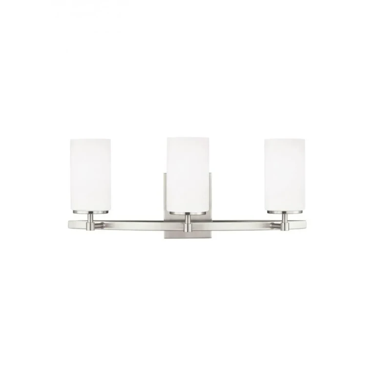Brushed Nickel Three Light Wall Bath from the Alturas Collection