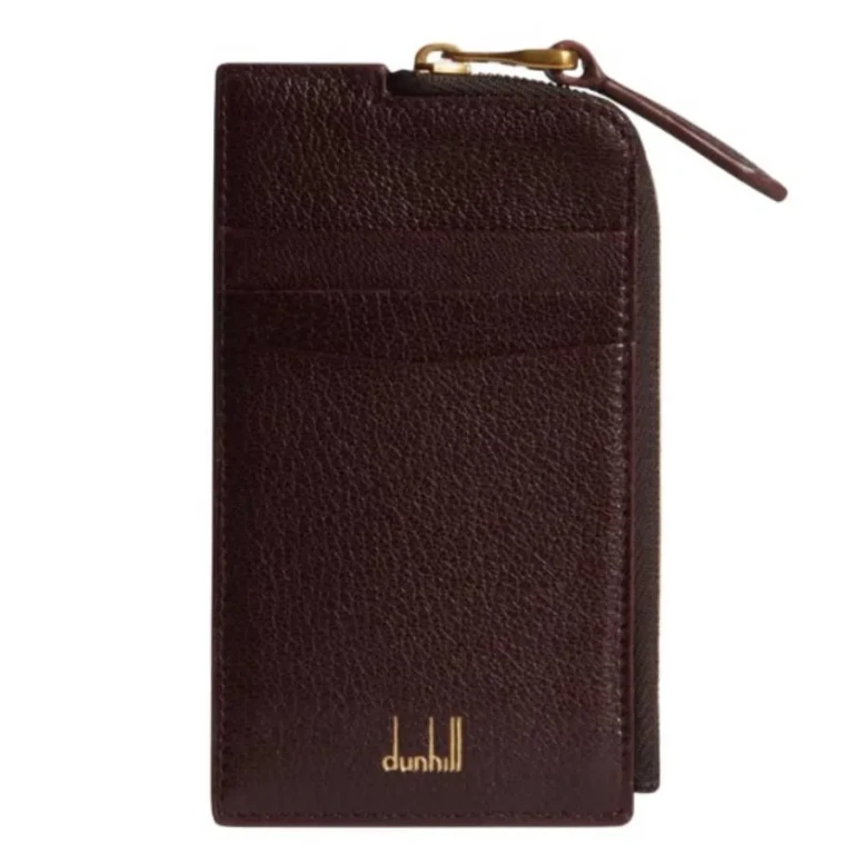 Dunhill Burgundy Duke Fine Zip Leather Card Case