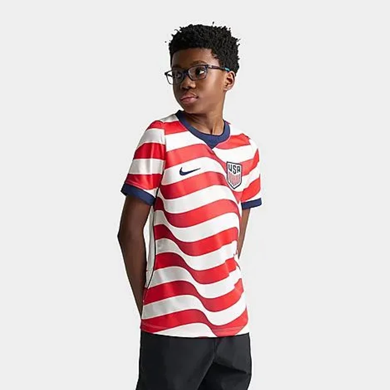Nike Big Kids USA 26 Stadium Home Dri-FIT Replica Soccer Jersey in Sail/Midnight Navy Size: XS