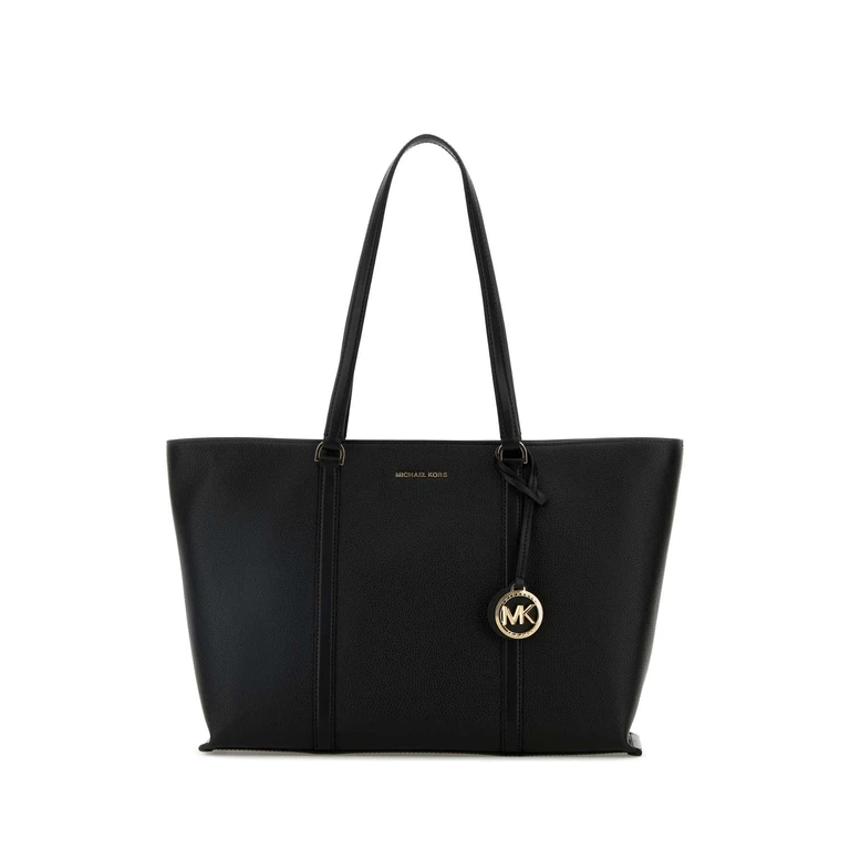 Michael By Michael Kors Black Leather Large Temple Shopping Bag Borse A Mano - Women