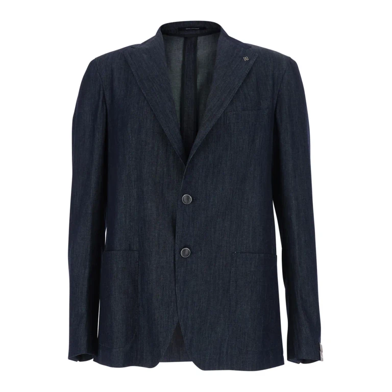 Tagliatore Blue Single-breasted Jacket In Denim For Men