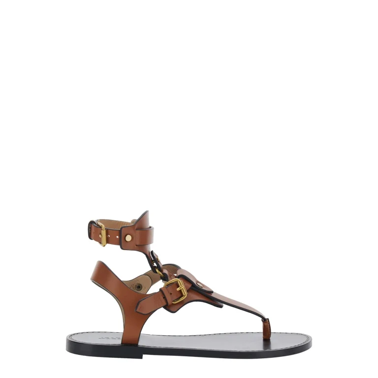 Isabel Marant Eveena Sandals With Adjustable Buckle Closure In Brown Leather For Women
