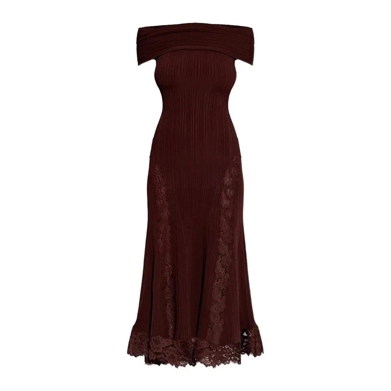 Self Portrait Robe Au Genou - Bordeaux