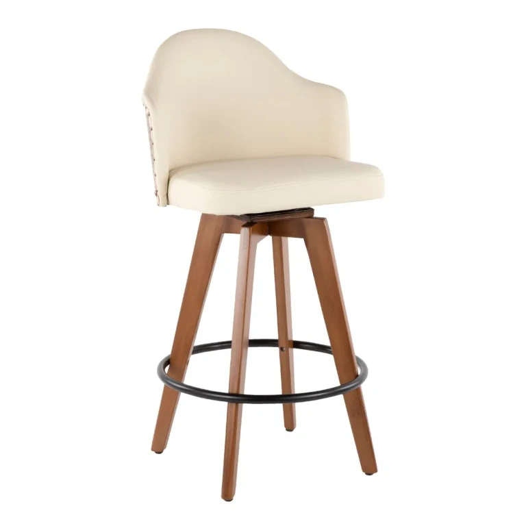 Ahoy Walnut and White 26 Inch Swivel Counter Height Stool