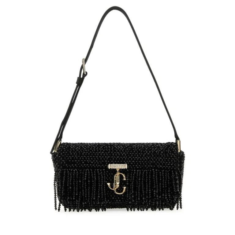 Jimmy Choo Black Satin Mini Avenue Shoulder Bag