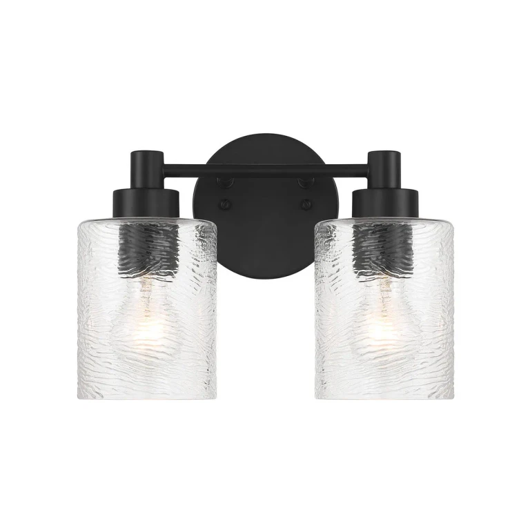 Flat Black Bathroom Vanity Light from the Lyndsey Collection