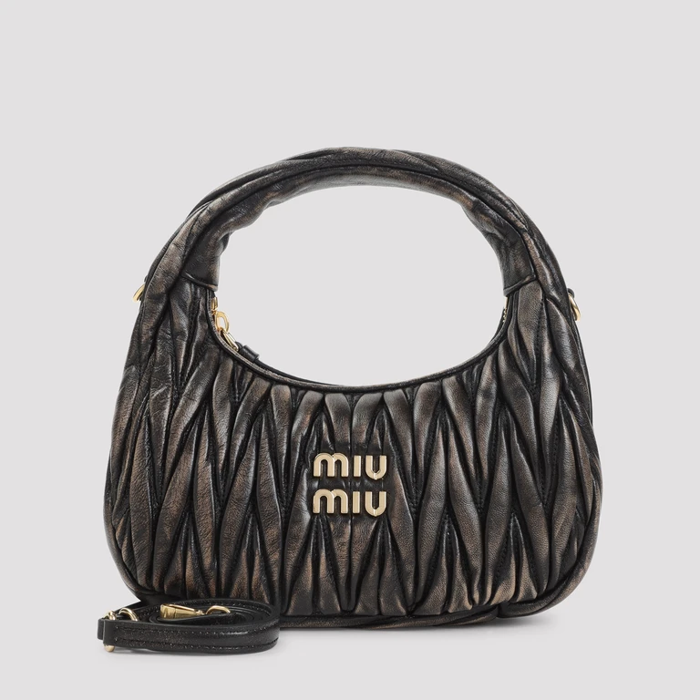 Miu Miu Sacca Shoulder Bag Brown Calf Leather - Women