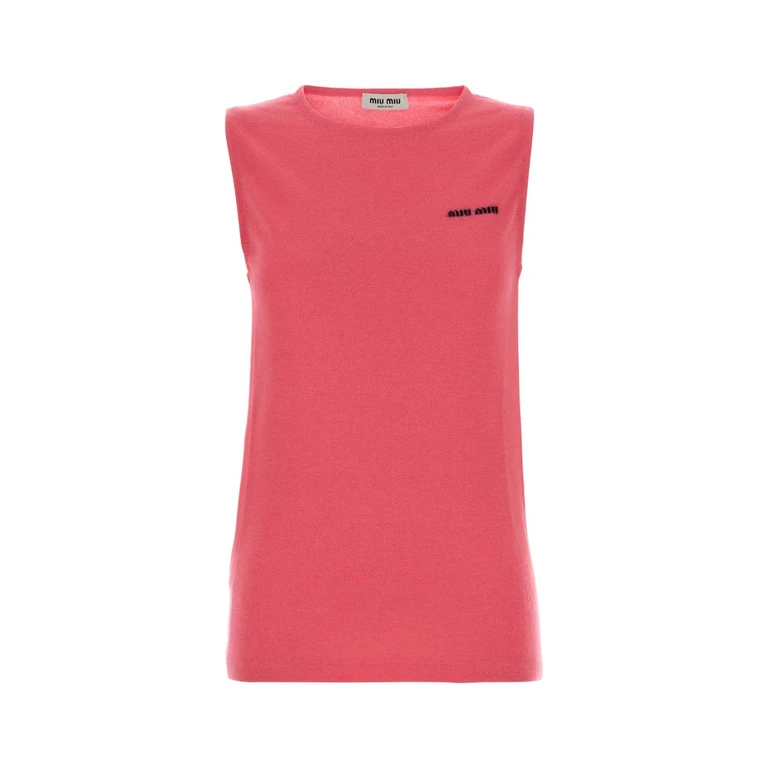 Miu Miu Fluo Pink Cashmere Blend Vest Sews Maglieria - Women