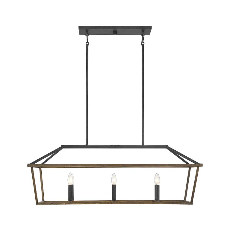 Oaklawn 6-Light Linear Chandelier in Whiskey Wood