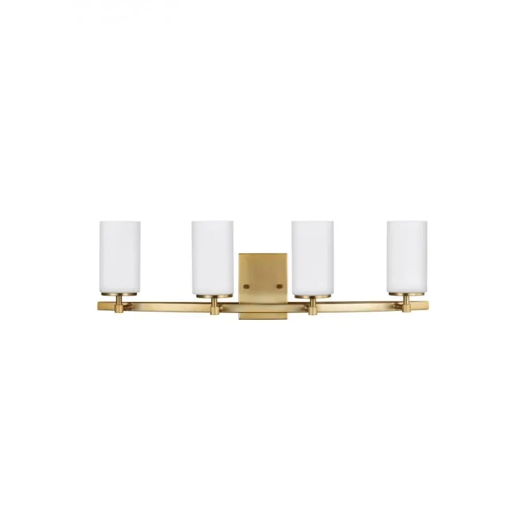 Satin Brass Four Light Wall Bath from the Alturas Collection