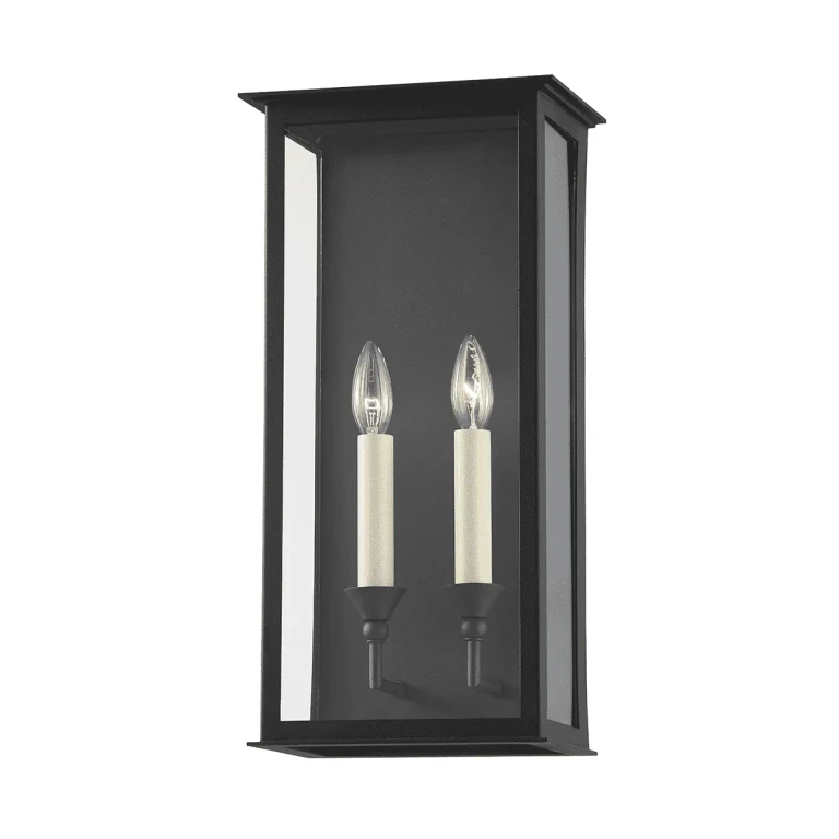 Textured Black Two Light Outdoor Wall Sconce from the Chauncey Collection