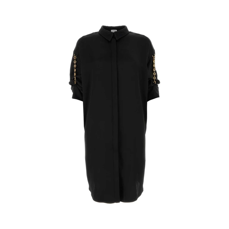 Loewe Black Satin Shirt Dress Exterior: Silk Abiti - Women