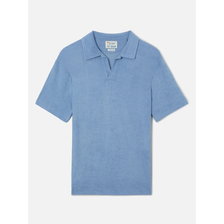 Mc2 Saint Barth Powder Blue Jeremy Polo Terry-Effect Cotton Shirt - Men