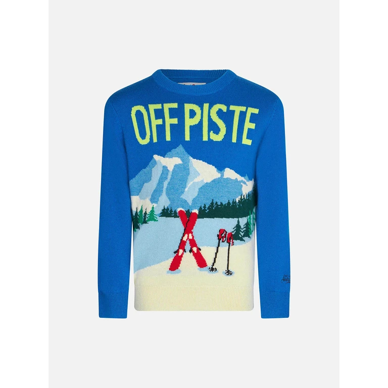 Mc2 Saint Barth Boy Sweater With Mountains Postcard Print