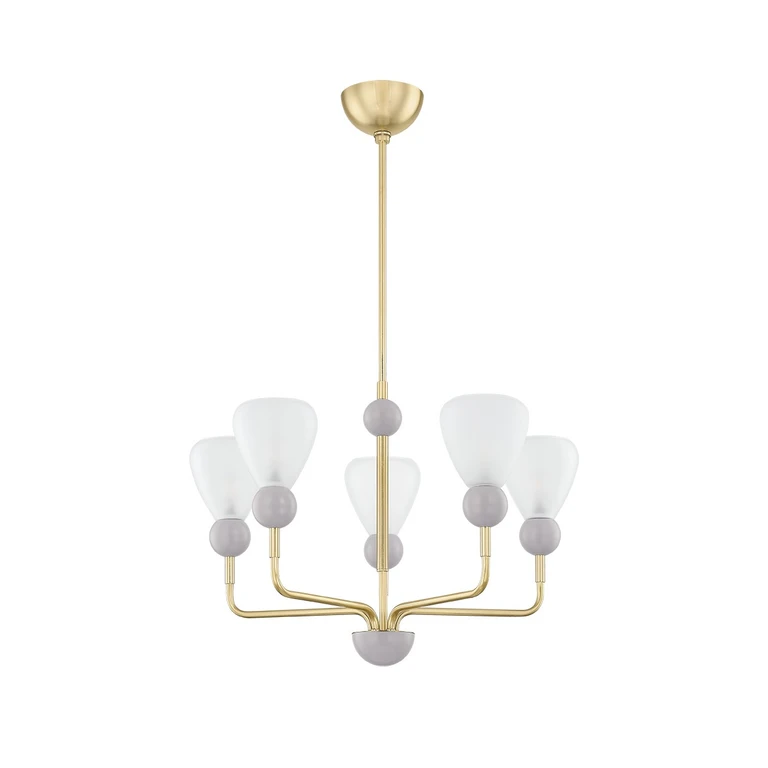 Aged Brass Soft Peignoir Chandelier from the Doreen Collection