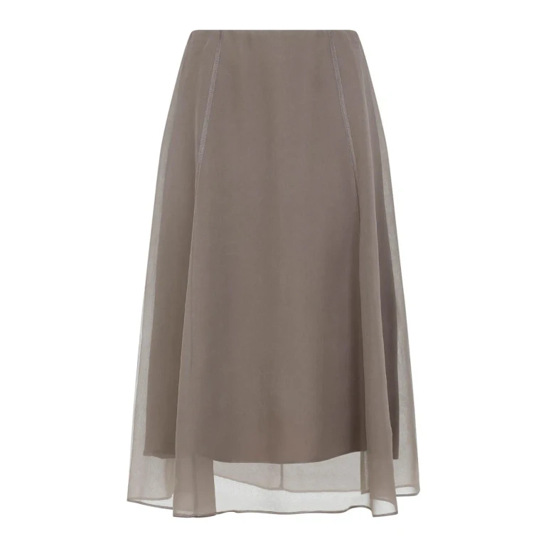 Brunello Cucinelli Jupe Midi - Gris Clair