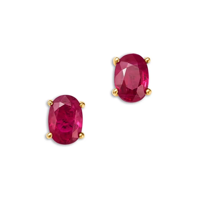 Oval Stud Earrings in 14K Yellow Gold