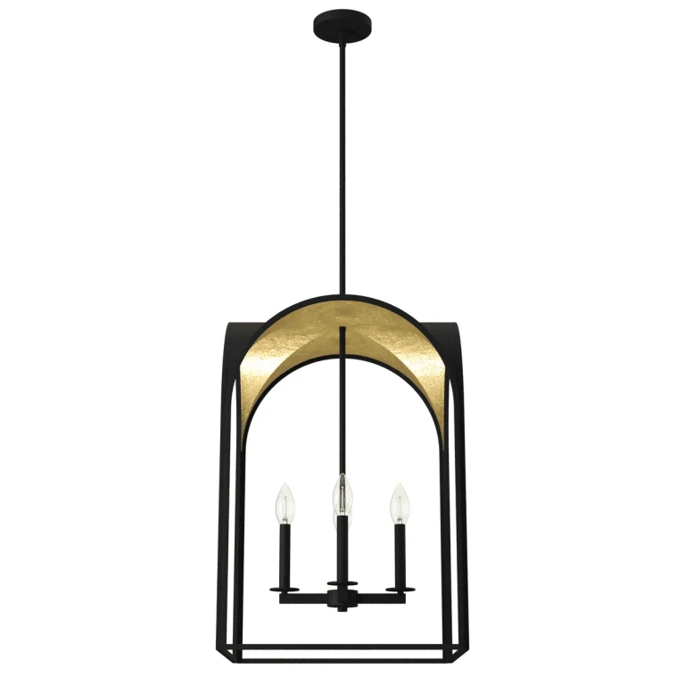 Natural Black Iron Four Light Pendant from the Dukestown Collection