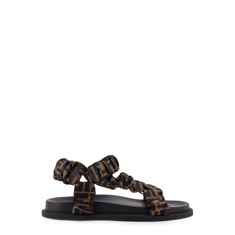 Fendi Feel Sandals In Elastic Satin With Ff Motif