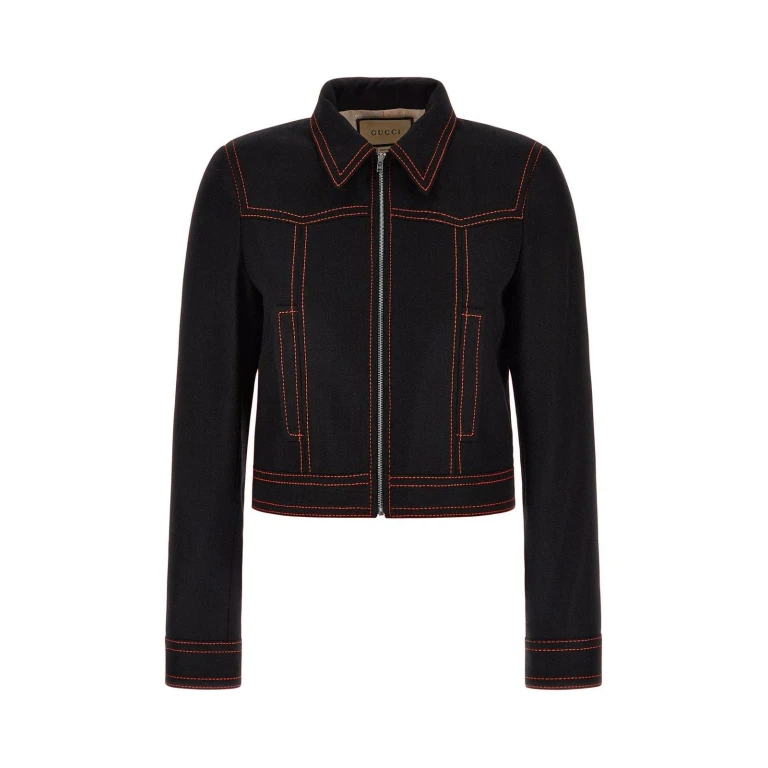 Gucci Top Stitched Long Sleeved Bomber Jacket