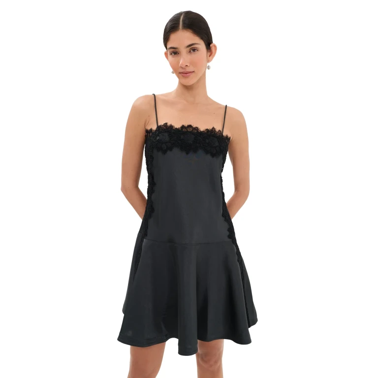 3.1 Phillip Lim Cami Mini Dress with Lace Trim Slate 00