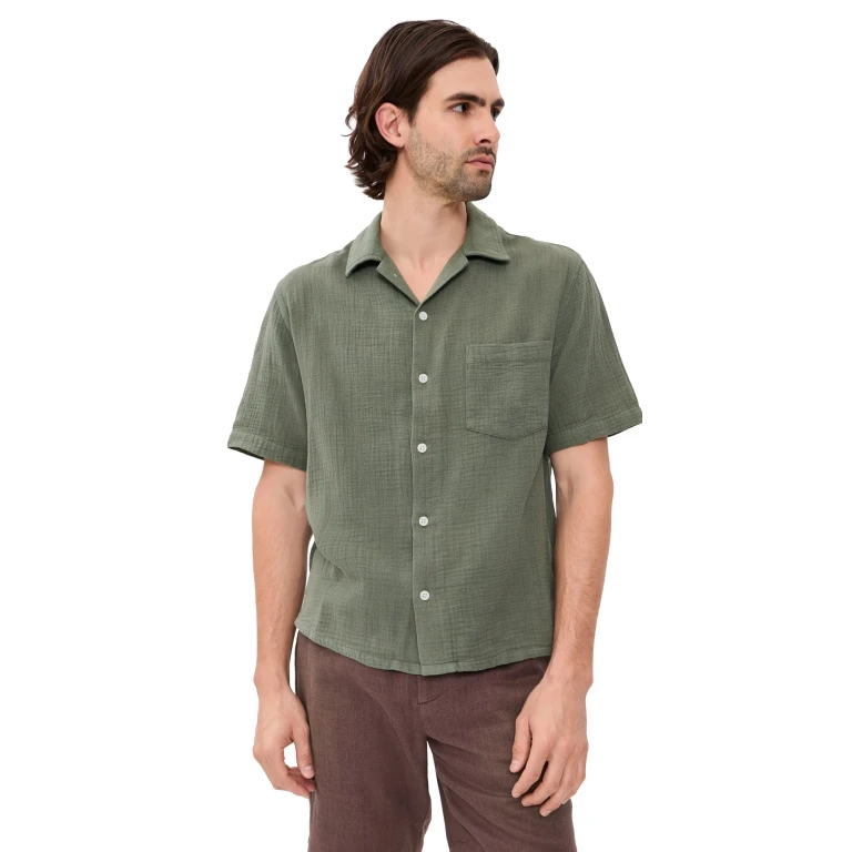 Corridor Double Cloth Short Sleeve Top Army S