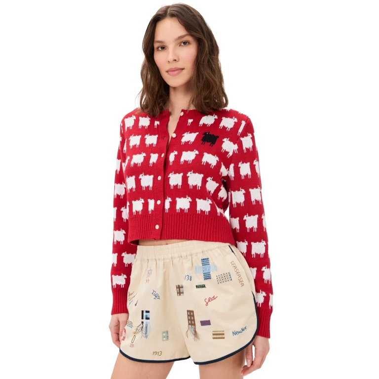 Rowing Blazers Cropped Sheep Cardigan Diana Red XS