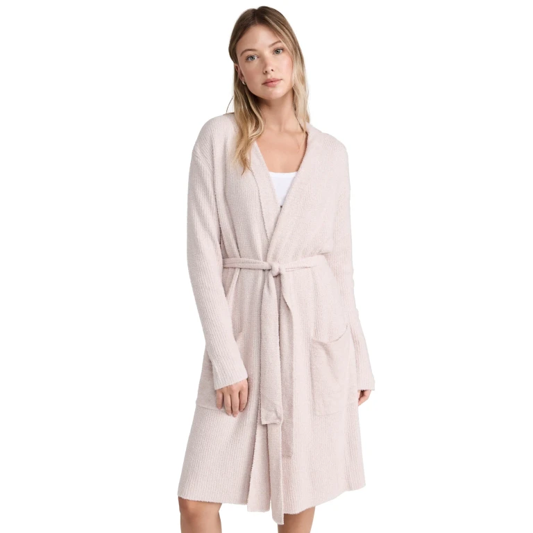 Barefoot Dreams Cozychic Lite Ribbed Robe Faded Rose/Pearl L/XL