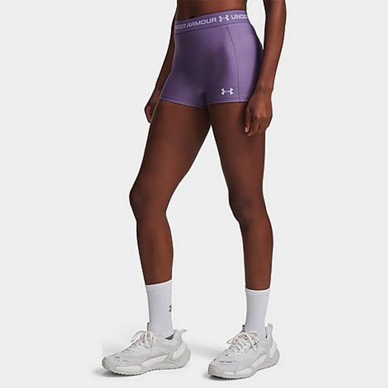 Under Armour Women's Heatgear Shorty 3-Inch Shorts in Purple Luxe/Purple Crest Size: XS