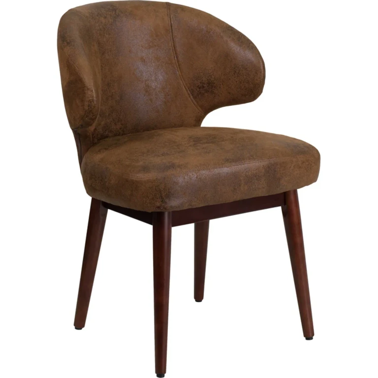 Small Vintage Brown Microfiber Accent Chair