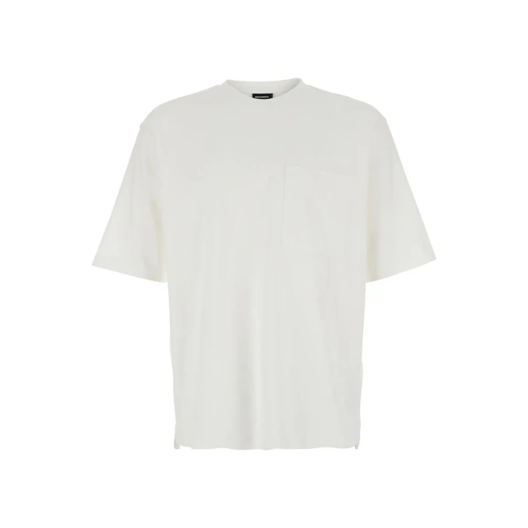 Dsquared2 White Crew Neck T-shirt With Maxi Logo Lettering On The Back In Cotton For Men