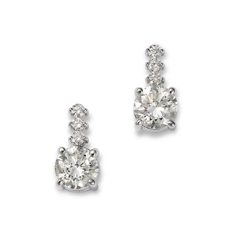 14K White Gold Diamond Drop Earrings, 1.0 tcw