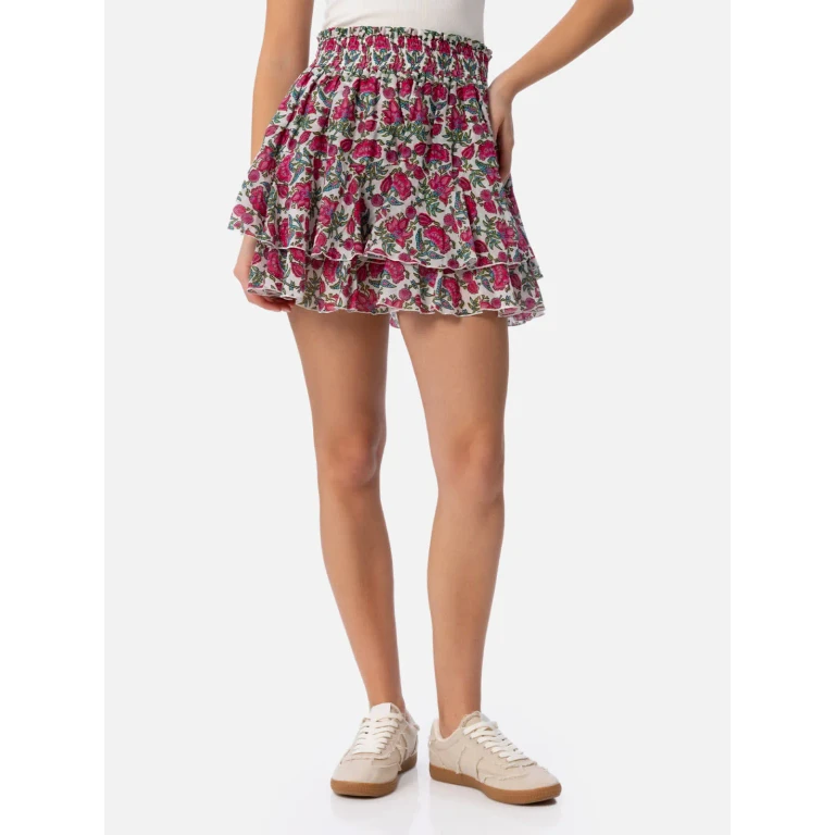 MC2 Saint Barth Eivissa Floral Silk Voile Mini Skirt
