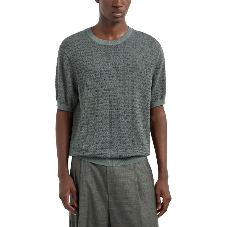 Emporio Armani Stitched Logo Short Sleeve Sweater