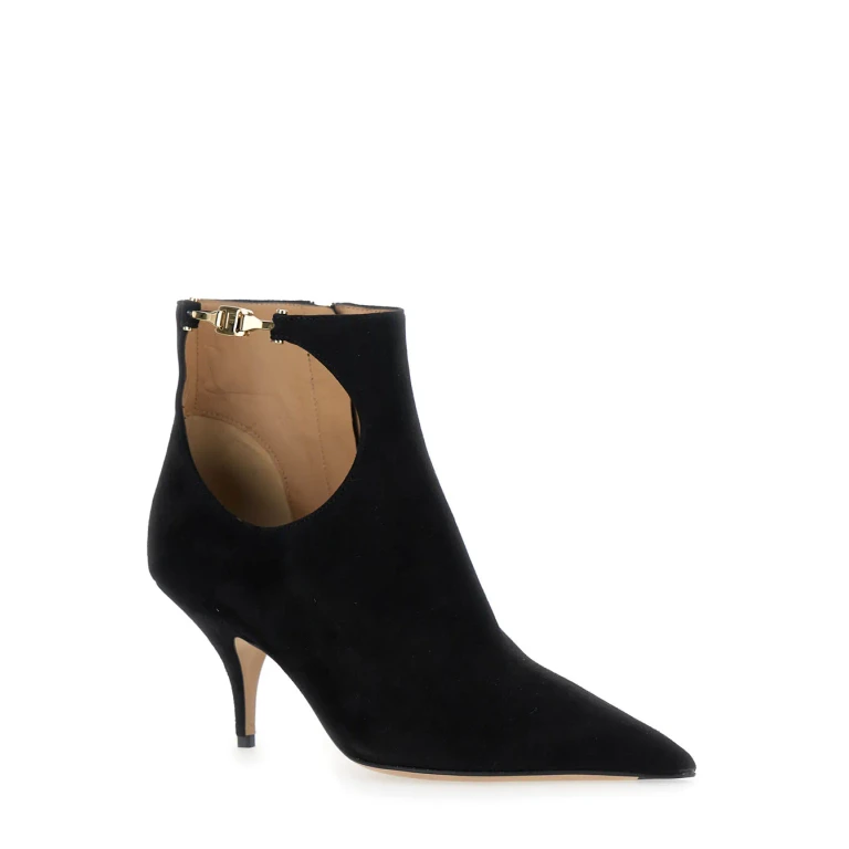 Ferragamo agia Black Ankle Boots With Cut-out Detail And Stiletto Heel In Suede Woman