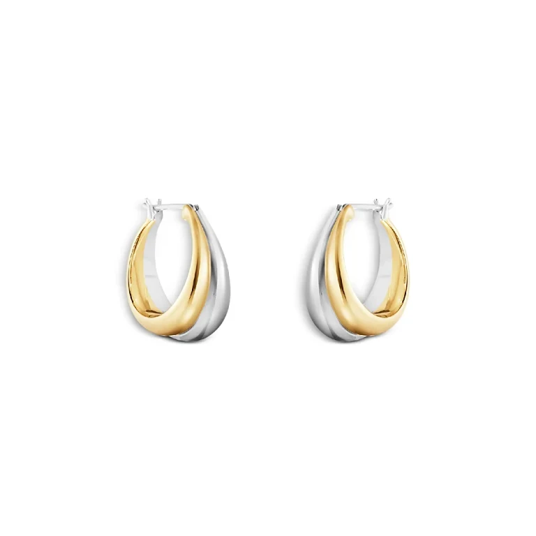 Georg Jensen 18K Yellow Gold & Sterling Silver Curve Graduated Hoop Earrings