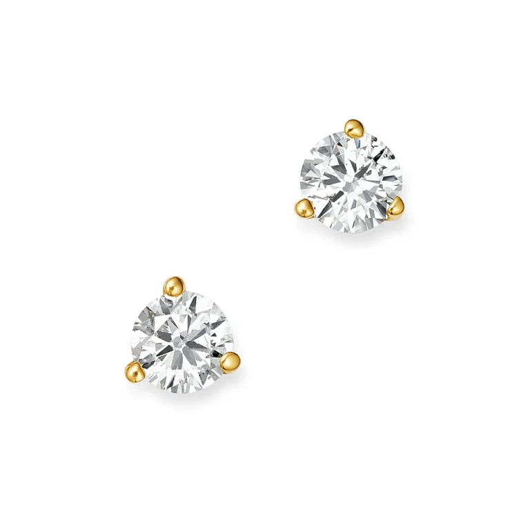 Certified Diamond Stud Earrings in 18K Yellow Gold Martini Setting, 0.33 tcw
