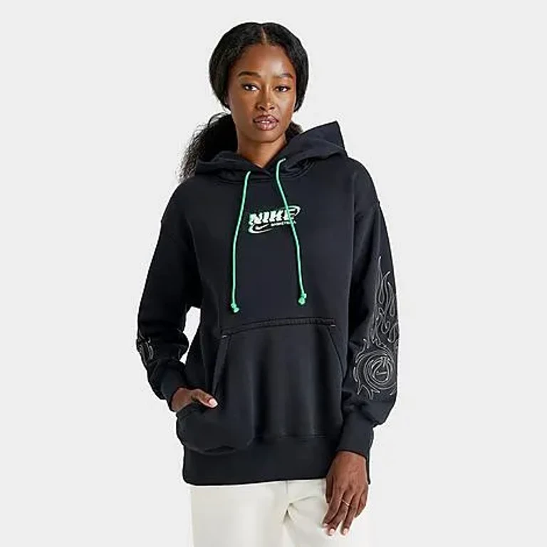 Nike Women's Sportswear Phoenix Fleece Glitch Oversized Hoodie in Black Size: XS