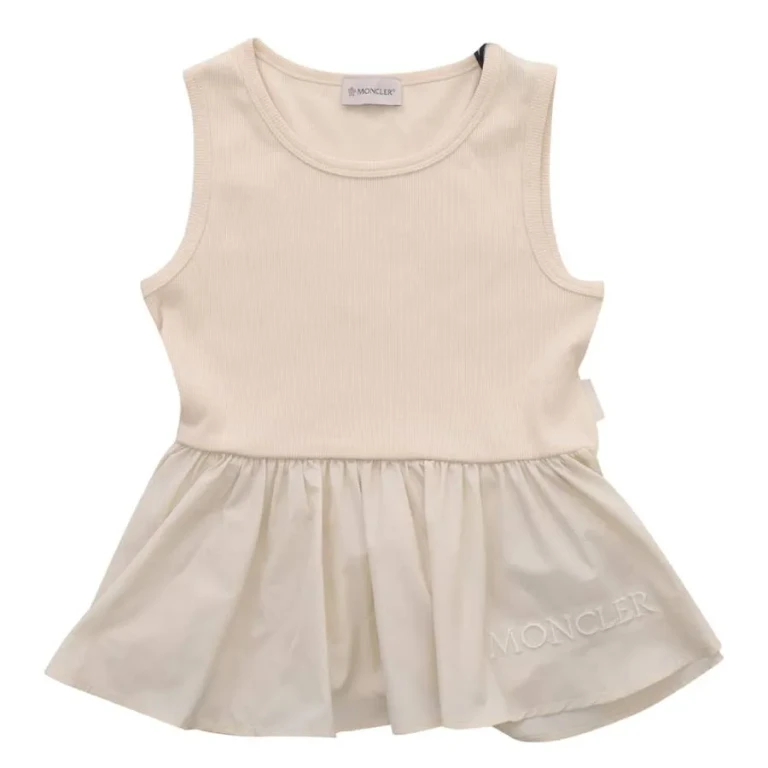 Moncler Girls Cotton-Blend Peplum Top