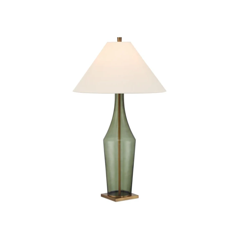 Green Antique Brass Table Lamp from the Olive Green Table Lamp Collection