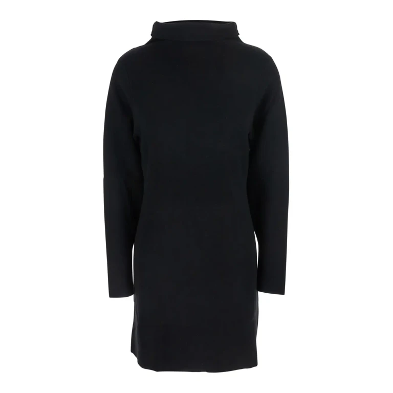Parosh Black Turtleneck Midi Dress In Wool And Cashmere Woman