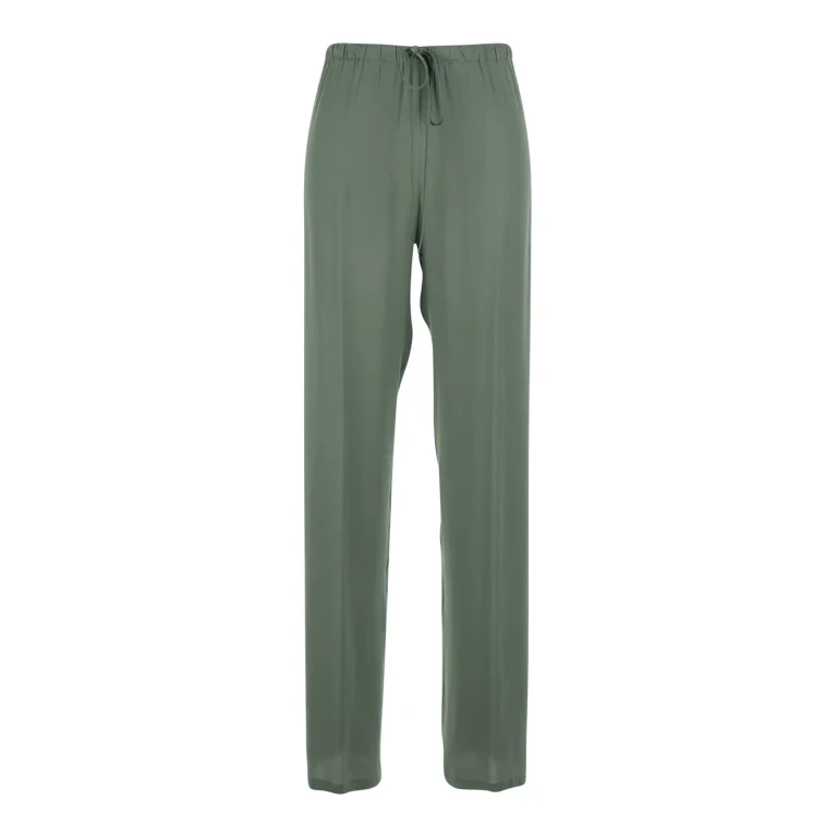 SEMICOUTURE Green Womens Pants With Elastic Waist And Drawstring In Silk Blend