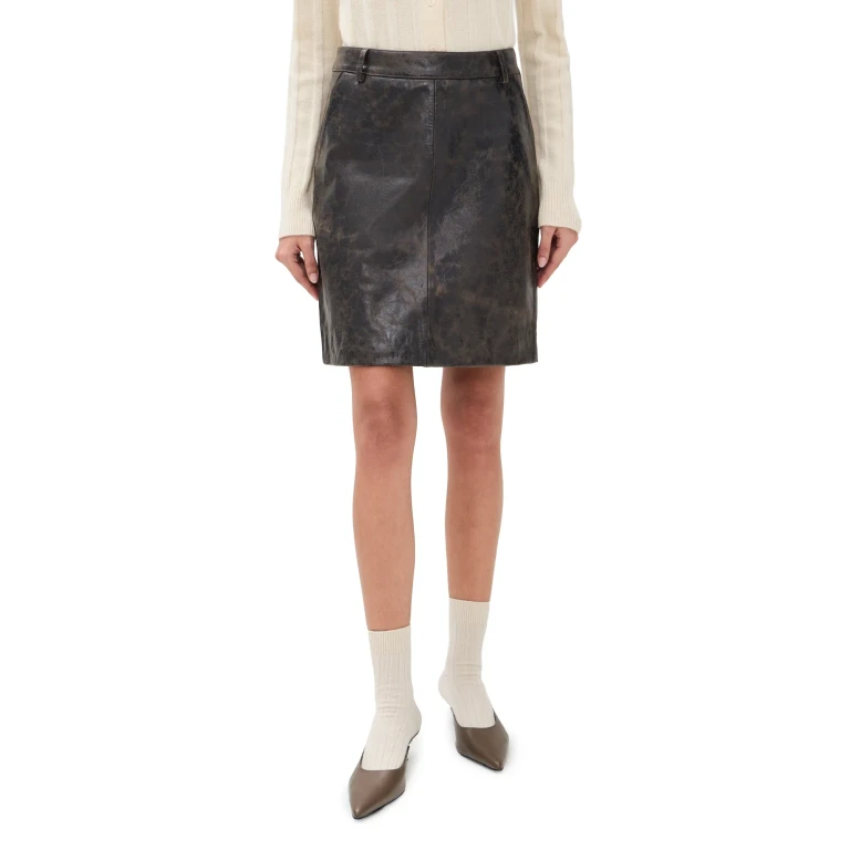 The Garment Margo Leather Skirt Brown Crunch Effect 8
